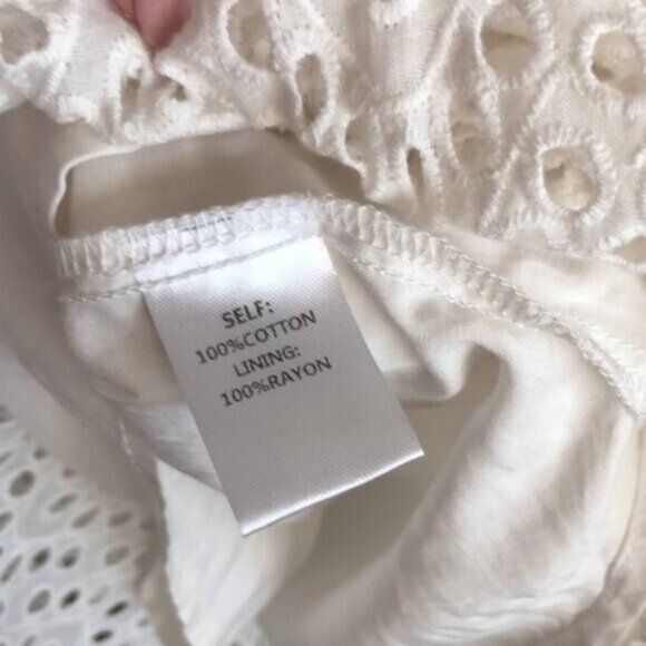 Hagel Eyelet Cold-Shoulder Swing Dress White Sz.10 - Picture 13 of 16